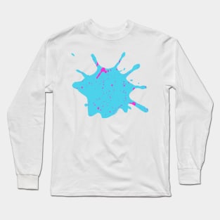 Turquoise and Neon Pink Paint Splatter Long Sleeve T-Shirt